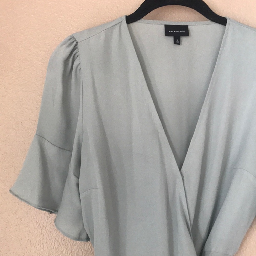 SEAFOAM GREEN WRAP BLOUSE - TARGET